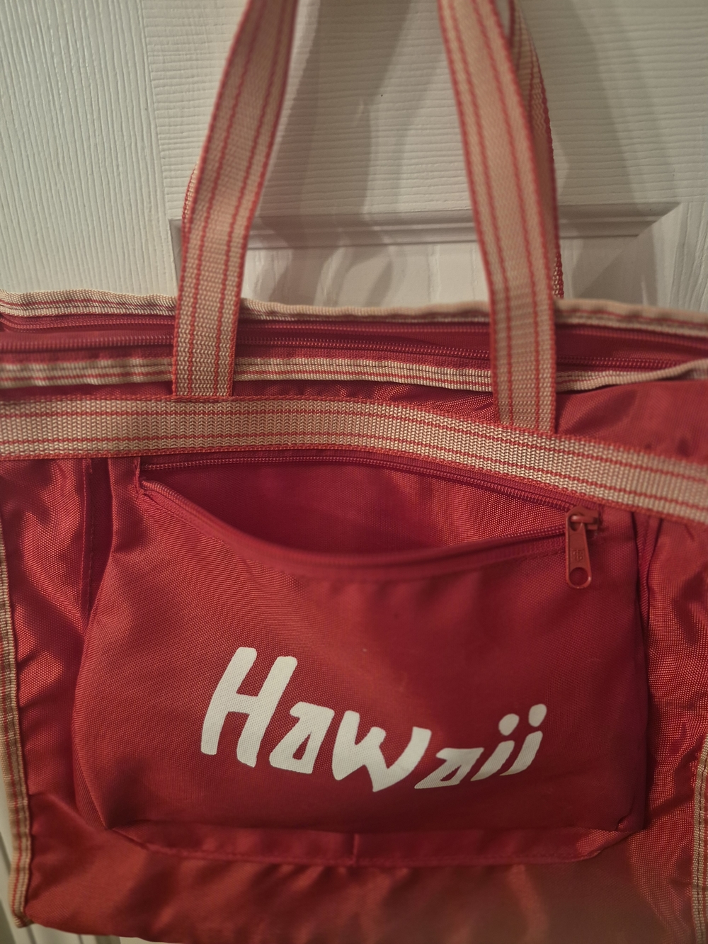 Red Hawaii Canvas Tote Bag with Dual Straps - Picture 7 of 11